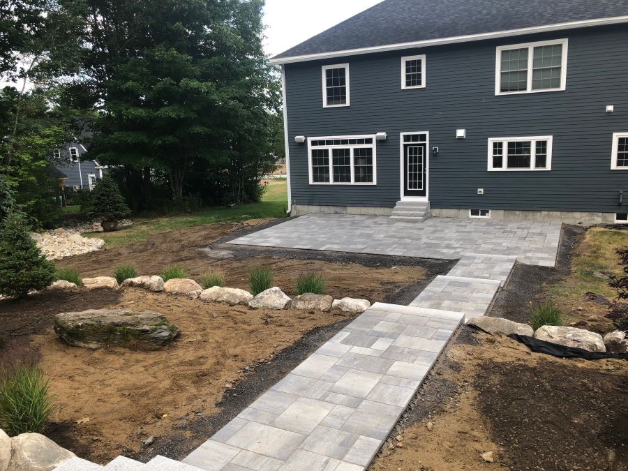 Landscaping Yard Brick Pathway Stone Work Maine